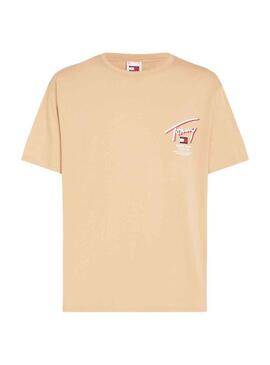 T-Shirt Tommy Jeans Reg3D Street Beige Uomo