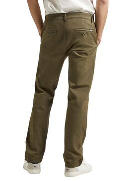 Pantaloni Chino Pepe Jeans Slim Spigato Verde Uomo