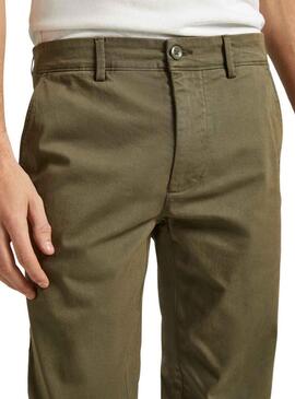 Pantaloni Chino Pepe Jeans Slim Spigato Verde Uomo