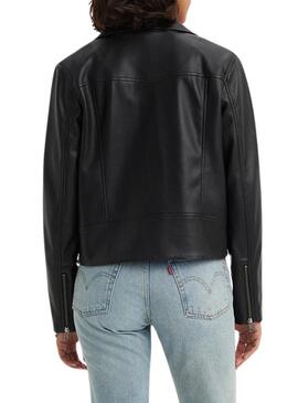 Giubbotto Levi's Lelouo rimpicciolito Moto Nero Donna