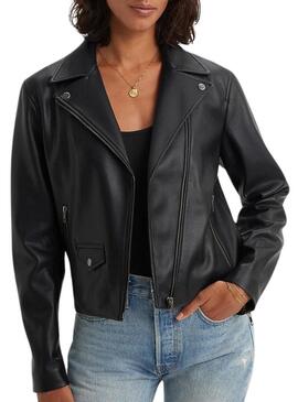 Giubbotto Levi's Lelouo rimpicciolito Moto Nero Donna