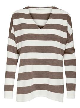 Pullover Only Amalia Strisce Marrone per Donna