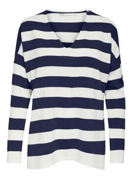 Pullover Only Amalia Strisce Blu Navy per Donna