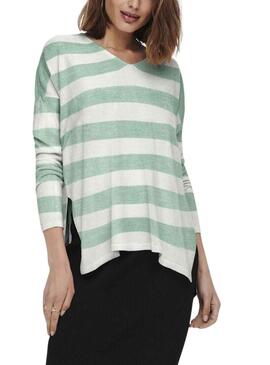 Pullover Only Amalia Strisce Verde per Donna