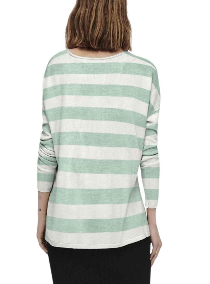 Pullover Only Amalia Strisce Verde per Donna