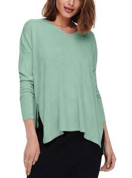 Maglione Only Amalia verde collo a V verde donna