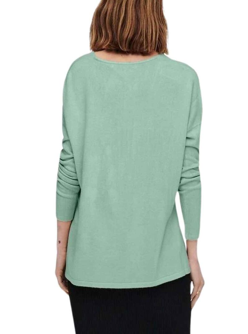 Maglione Only Amalia verde collo a V verde donna