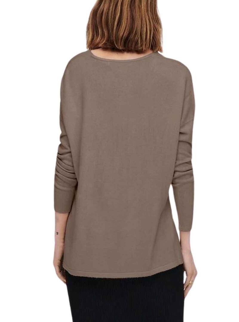 Pullover Only Amalia Marrone Scollo a V Marrone per Donna