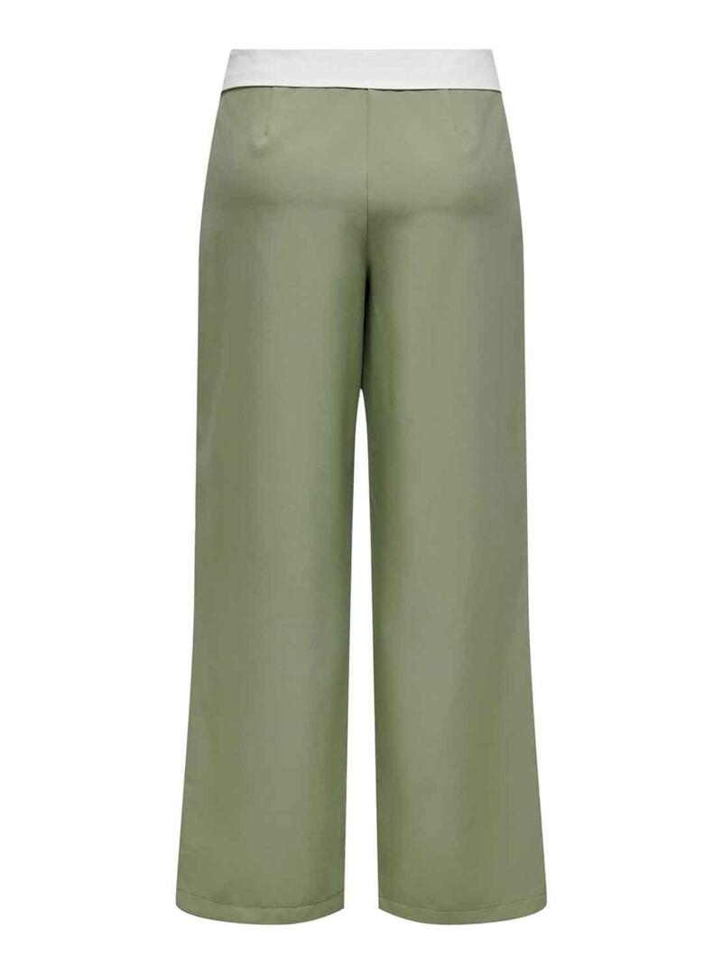 Pantaloni Only Diana Fold Down Verde per Donna