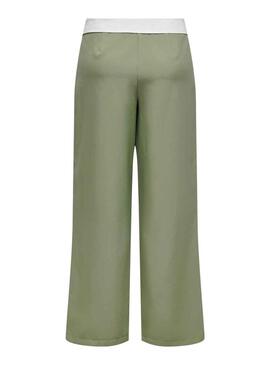 Pantaloni Only Diana Fold Down Verde per Donna