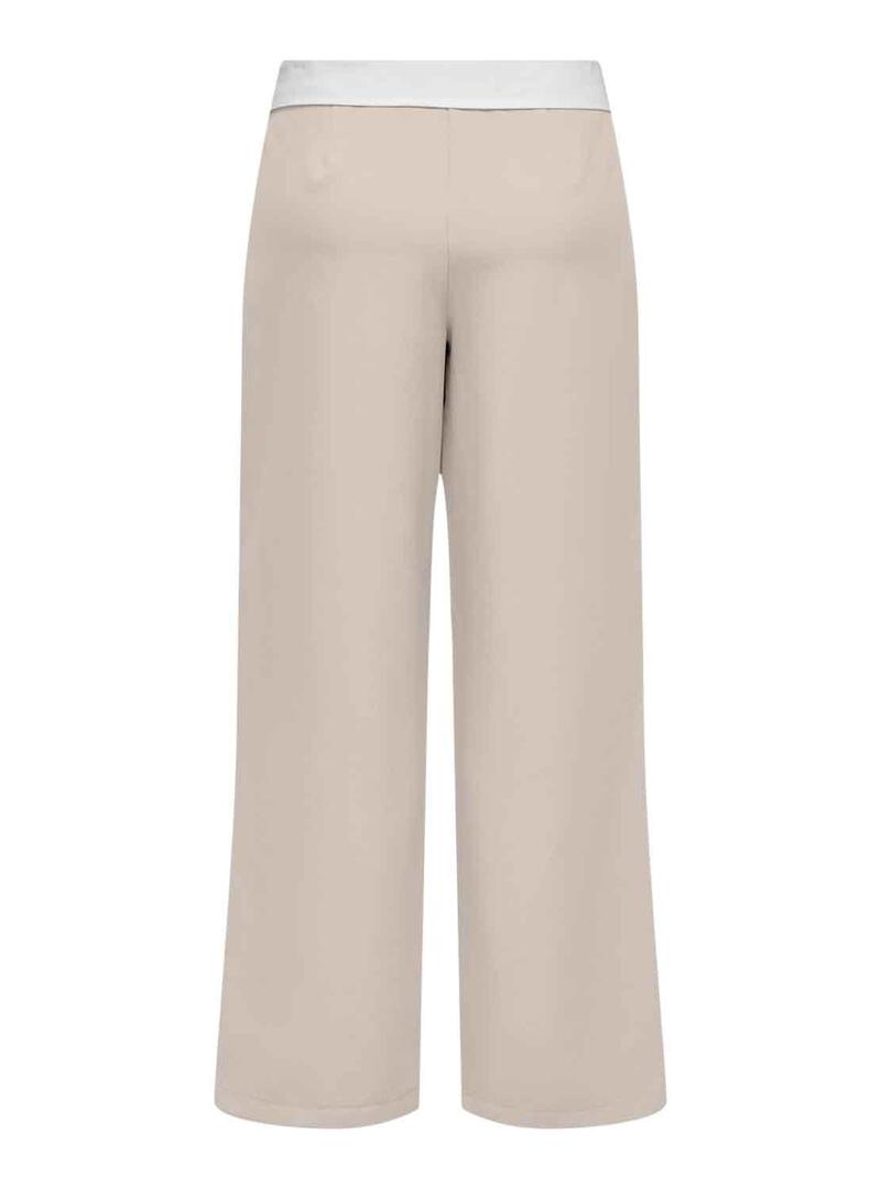 Pantaloni ONLY Diane Fold Down beige per donna