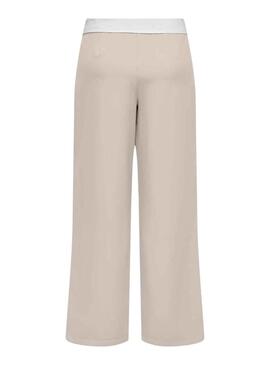 Pantaloni Only Diana Fold Down Beige per Donna