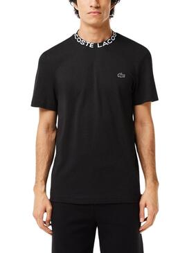 T-Shirt Lacoste Jacquard Nero per Uomo