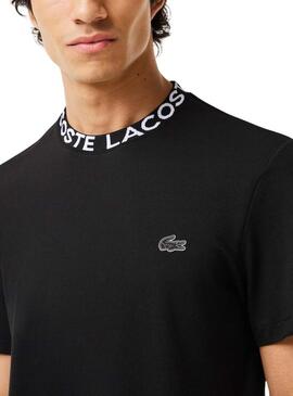 T-Shirt Lacoste Jacquard Nero per Uomo