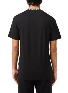 T-Shirt Lacoste Jacquard Nero per Uomo