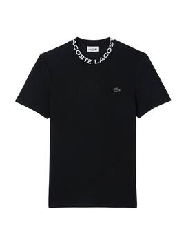 T-Shirt Lacoste Jacquard Nero per Uomo