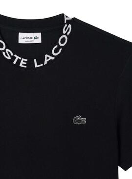 T-Shirt Lacoste Jacquard Nero per Uomo