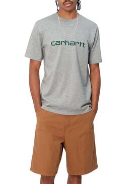 Maglietta Carhartt Logo Grigia per Uomo