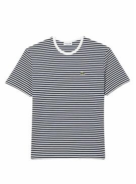 Maglietta Lacoste Striped Blu Scuro per Uomo