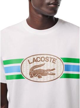 Maglietta Lacoste Monogramma Beige per Uomo