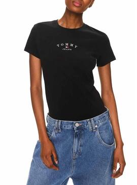 Maglietta Tommy Jeans Slim Essential Nero Donna