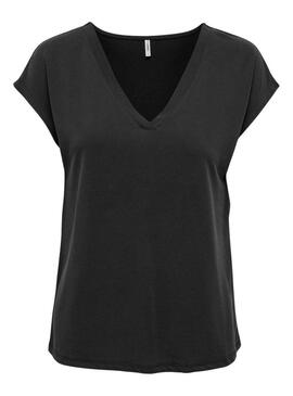 Maglietta Only Free Life S/S V-Neck Nera Donna