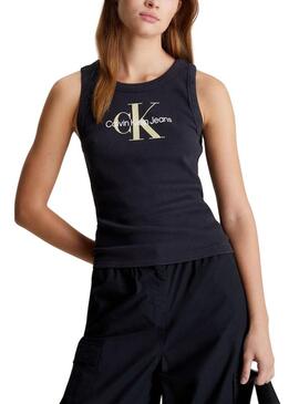 Maglietta Calvin Klein Archival Monologo Nero Donna