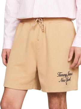 Bermuda Tommy Jeans Luxe Camel per uomo.