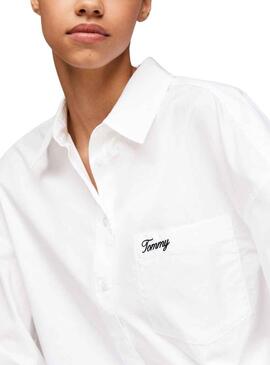 Camicia Tommy Jeans Script Bianca da Donna