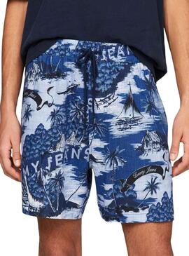 Bermuda Tommy Jeans Hawaian Blu per Uomo