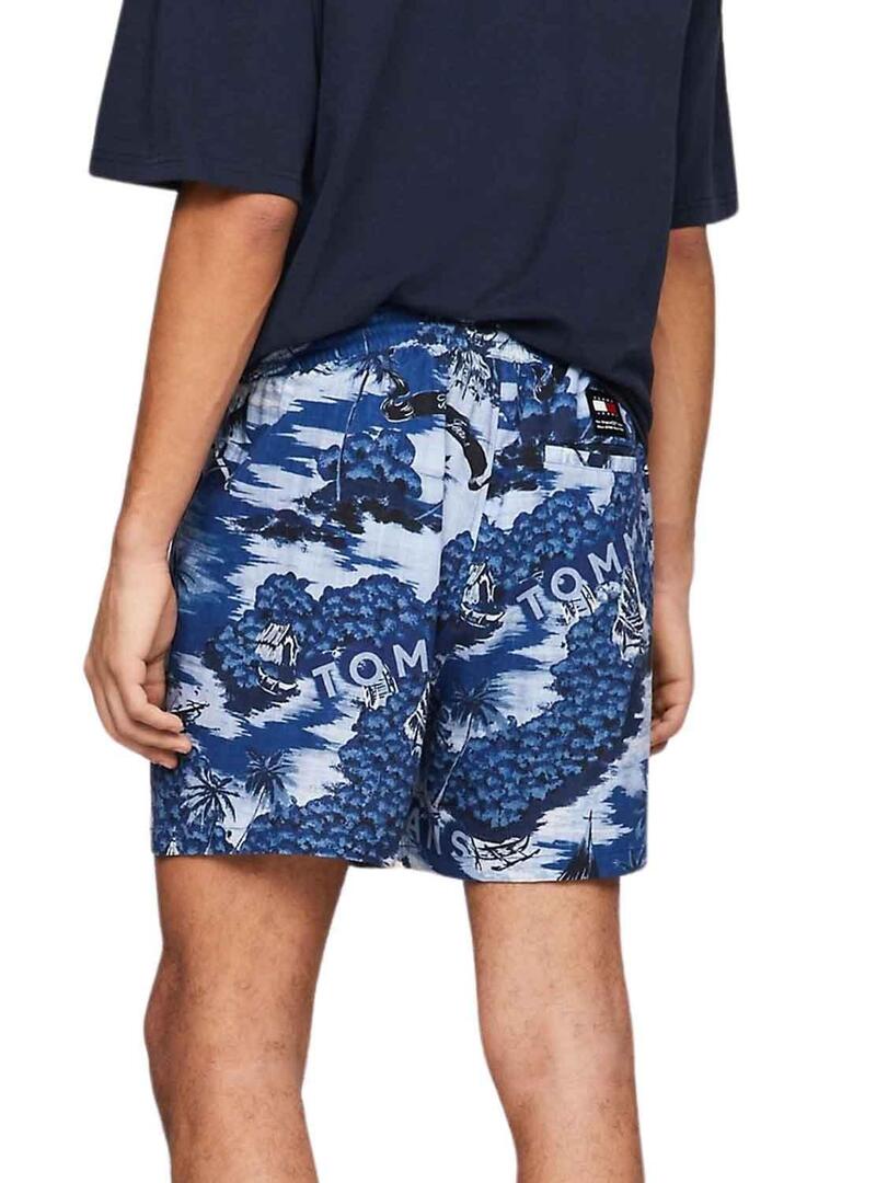 Bermuda Tommy Jeans Hawaian Blu per Uomo