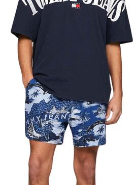 Bermuda Tommy Jeans Hawaian Blu per Uomo