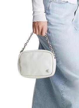 Borsa Calvin Klein Chain Bianca per Donna