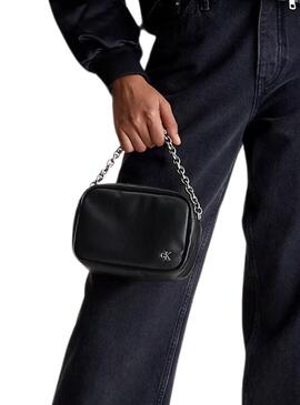 Borsa nera Calvin Klein Chain per donna.