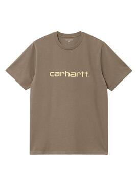 Maglietta Carhartt Logo Marrone per Uomo