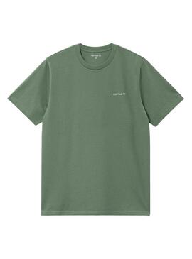 Maglietta Carhartt Script Ricamo Verde Uomo