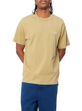 Maglietta Carhartt Script Ricamo Beige Uomo