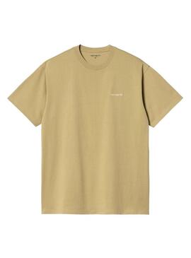 Maglietta Carhartt Script Ricamo Beige Uomo