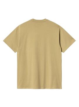 Maglietta Carhartt Script Ricamo Beige Uomo