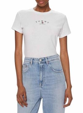 Maglietta Tommy Jeans Slim Logo Bianca per Donna