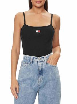 Maglietta Tommy Jeans Badge Rib Strap Nero Donna