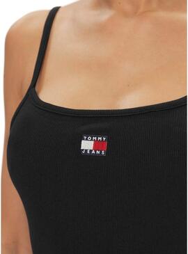 Maglietta Tommy Jeans Badge Rib Strap Nero Donna