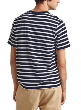 Maglietta a righe Pepe Jeans Striped Eggo Marino Uomo