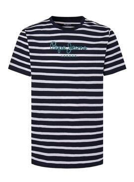 Maglietta a righe Pepe Jeans Striped Eggo Marino Uomo