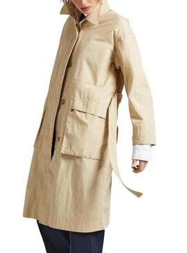 Cappotto Pepe Jeans Tai Beige per Donna