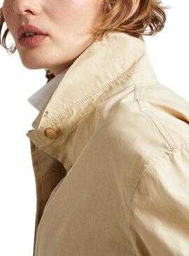 Cappotto Pepe Jeans Tai Beige per Donna