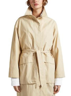 Cappotto Pepe Jeans Tai Beige per Donna