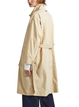 Cappotto Pepe Jeans Tai Beige per Donna