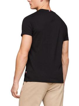 Maglietta Tommy Hilfiger Global nera per uomo.