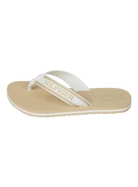 Sandali Tommy Hilfiger con logo metallico beige